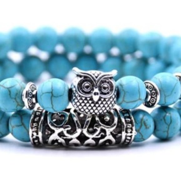 NWT *BOUTIQUE* NATURAL STONE STRETCH BRACELET SET - Picture 2 of 2